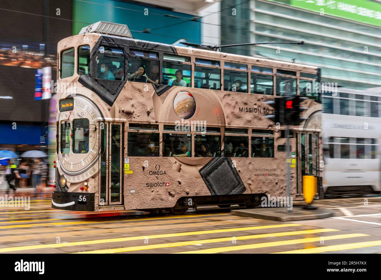 Traditionelle Hong Kong Trams, Hong Kong Island, Hong Kong, China. Stockfoto