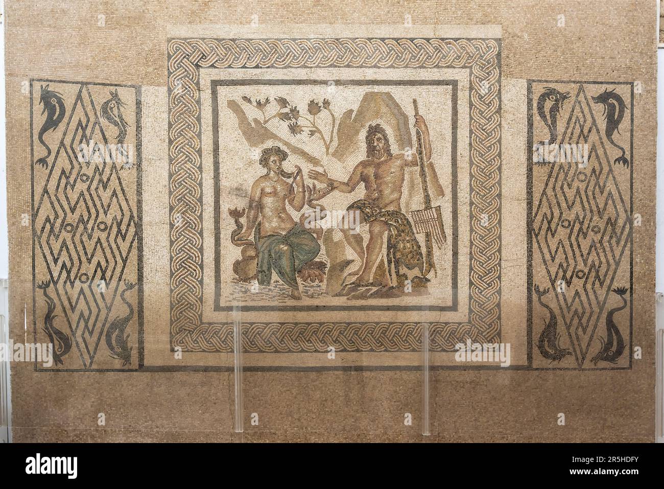 Polyphemus und Galatea in der Halle der Mosaiken in Alcazar de los Reyes Cristianos - Cordoba, Andalusien, Spanien Stockfoto