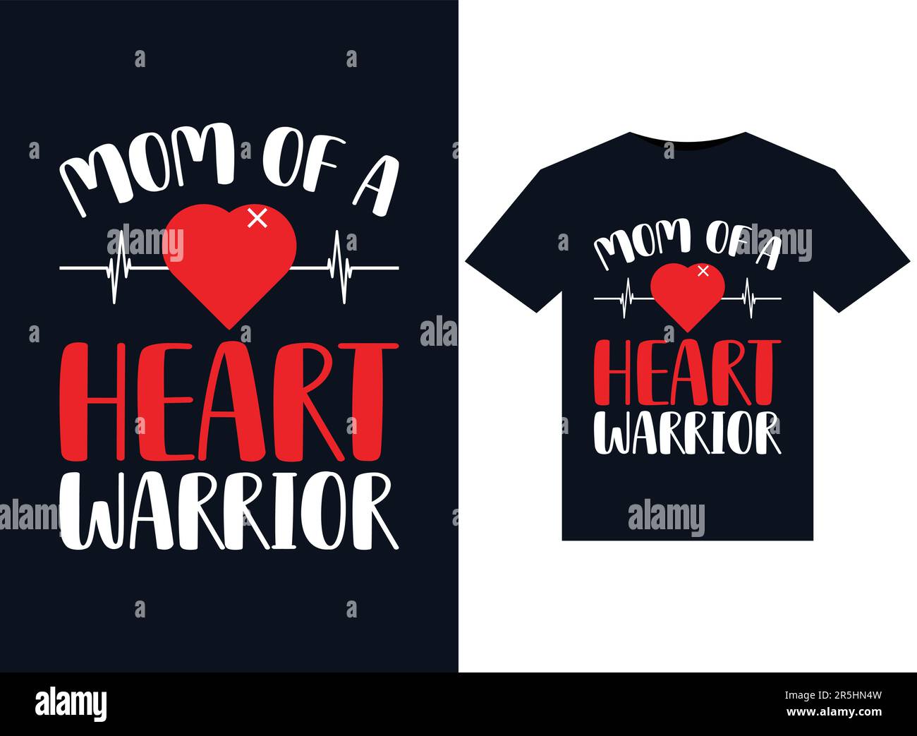 „Mom of a Heart Warrior“-Illustrationen für bedruckbare T-Shirts Stock Vektor