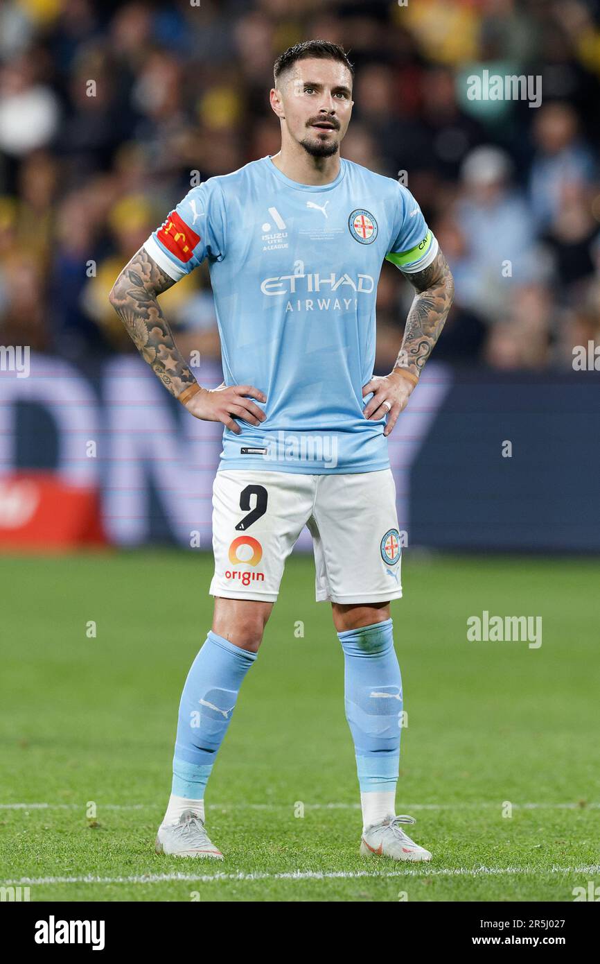 Sydney, Australien. 03. Juni 2023. Jamie Maclaren aus Melbourne City schaut beim Grand Final Match zwischen Melbourne City und Central Coast Mariners im CommBank Stadium am 3. Juni 2023 in Sydney, Australien. Gutschrift: IOIO IMAGES/Alamy Live News Stockfoto