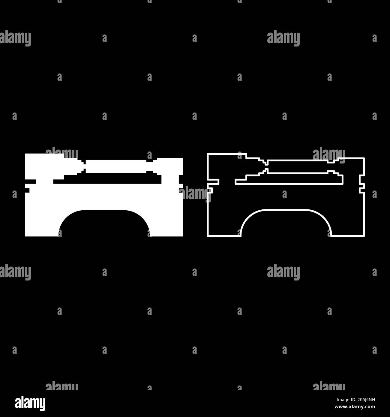 Drehmaschine Industriemechanismus Apparatur Fertigung professionelle Metallbearbeitung Konzept Set Symbol weiß Farbe Vektor Illustration Bild Stock Vektor
