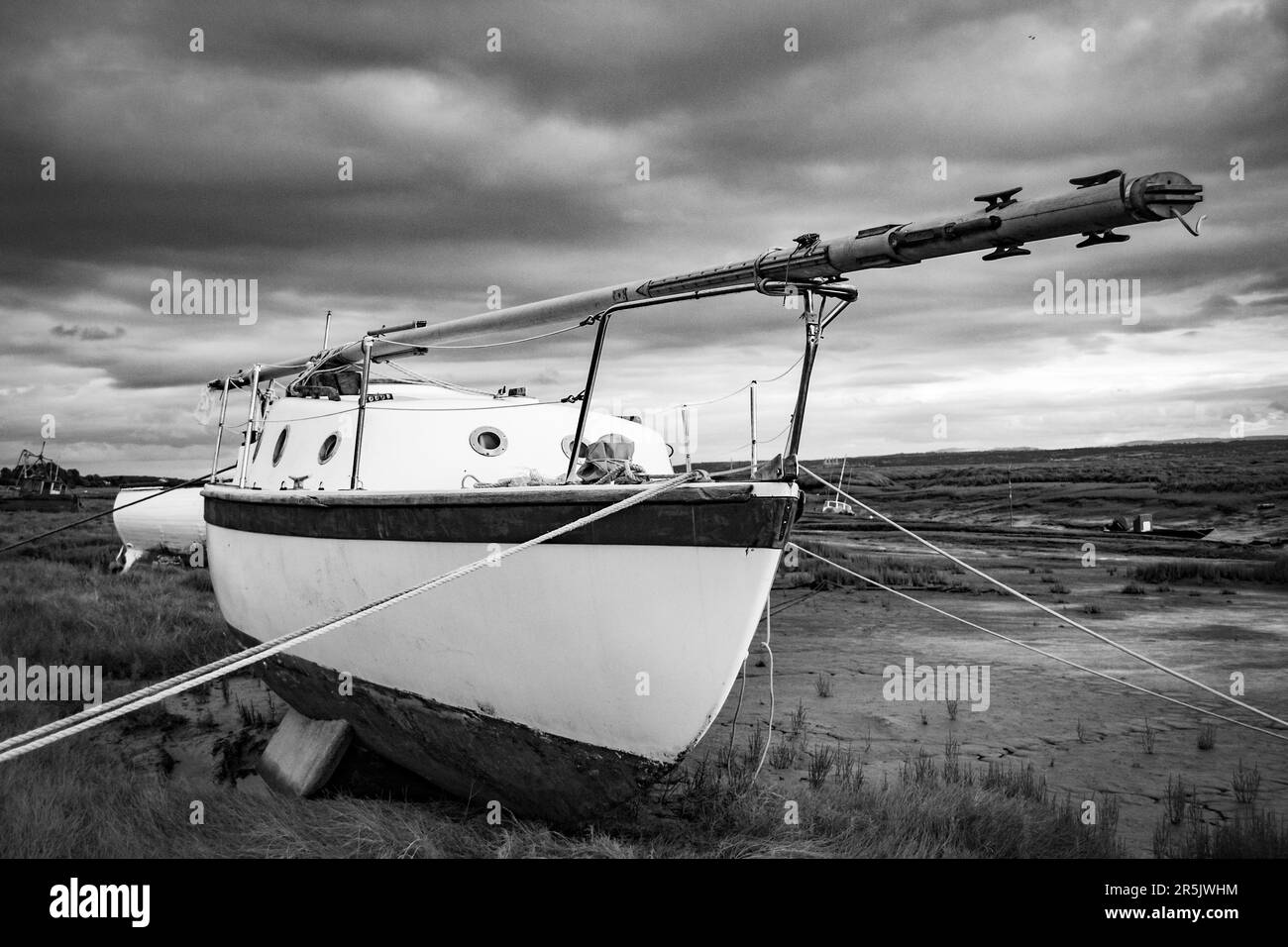 Heswall landete Boote an der Dee-Mündung Stockfoto