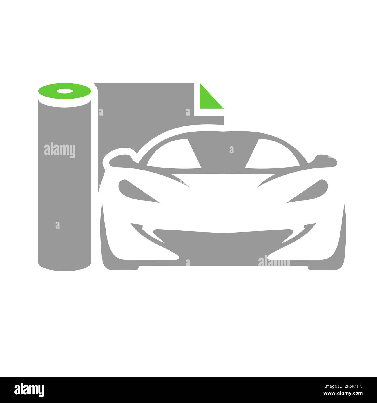 Logo Für Autoaufkleber. Wrapping Icon Flat, Vector Button ist ein einfaches und elegantes Grafikelement, das Wrapping Car System und ppf darstellt. Stock Vektor