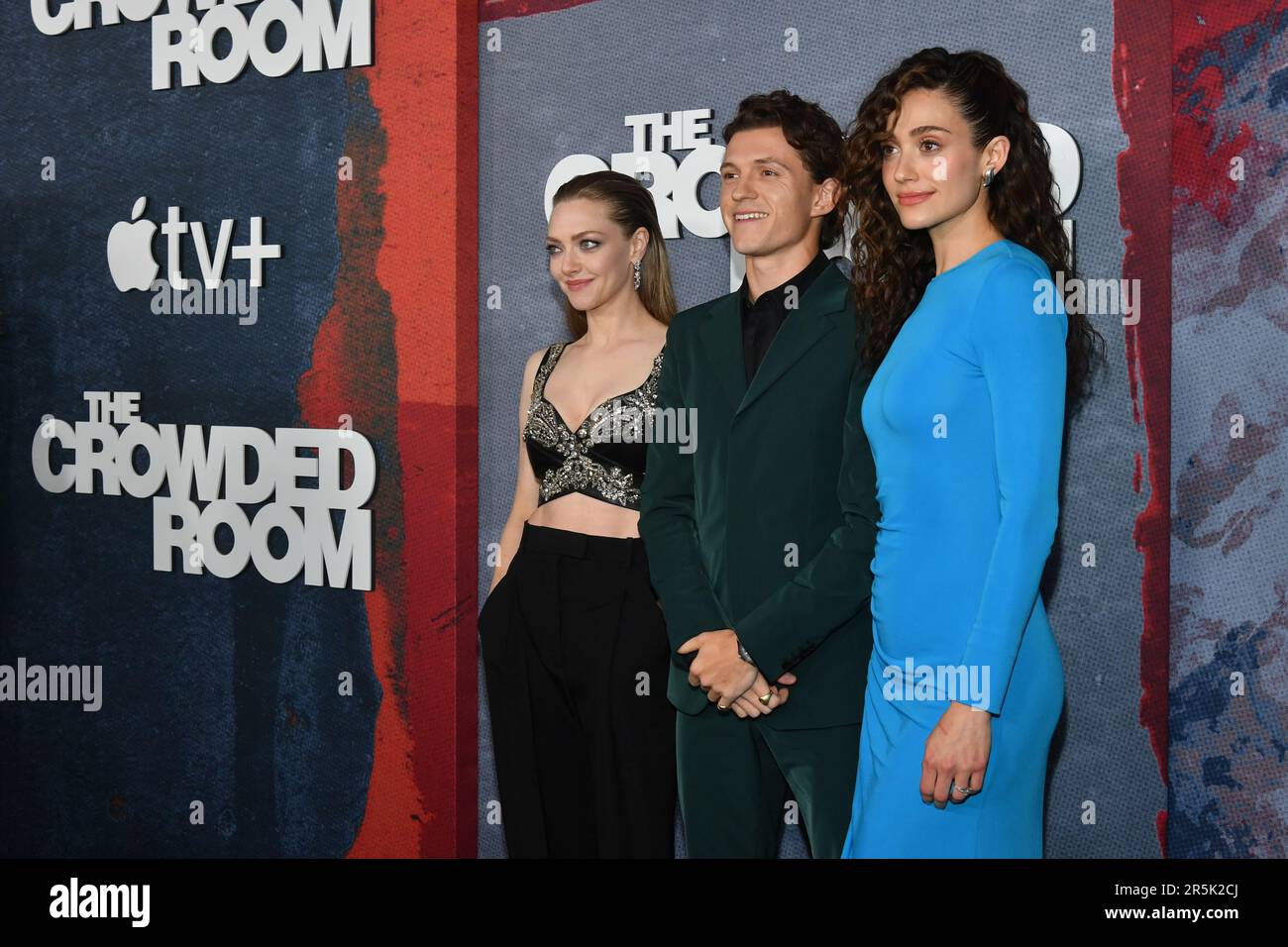 Amanda Seyfried, Tom Holland, Emmy Rossum Stockfoto