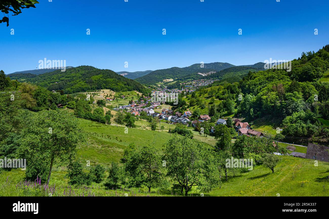 Blick auf Ottenhoefen im acher-Tal. Schwarzwald, Baden-Württemberg, Deutschland, Europa Stockfoto