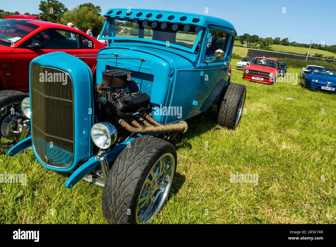 Amerikanische Hot Rods. Oldtimer-Treffen auf Hanley Farm, Chepstow. Stockfoto