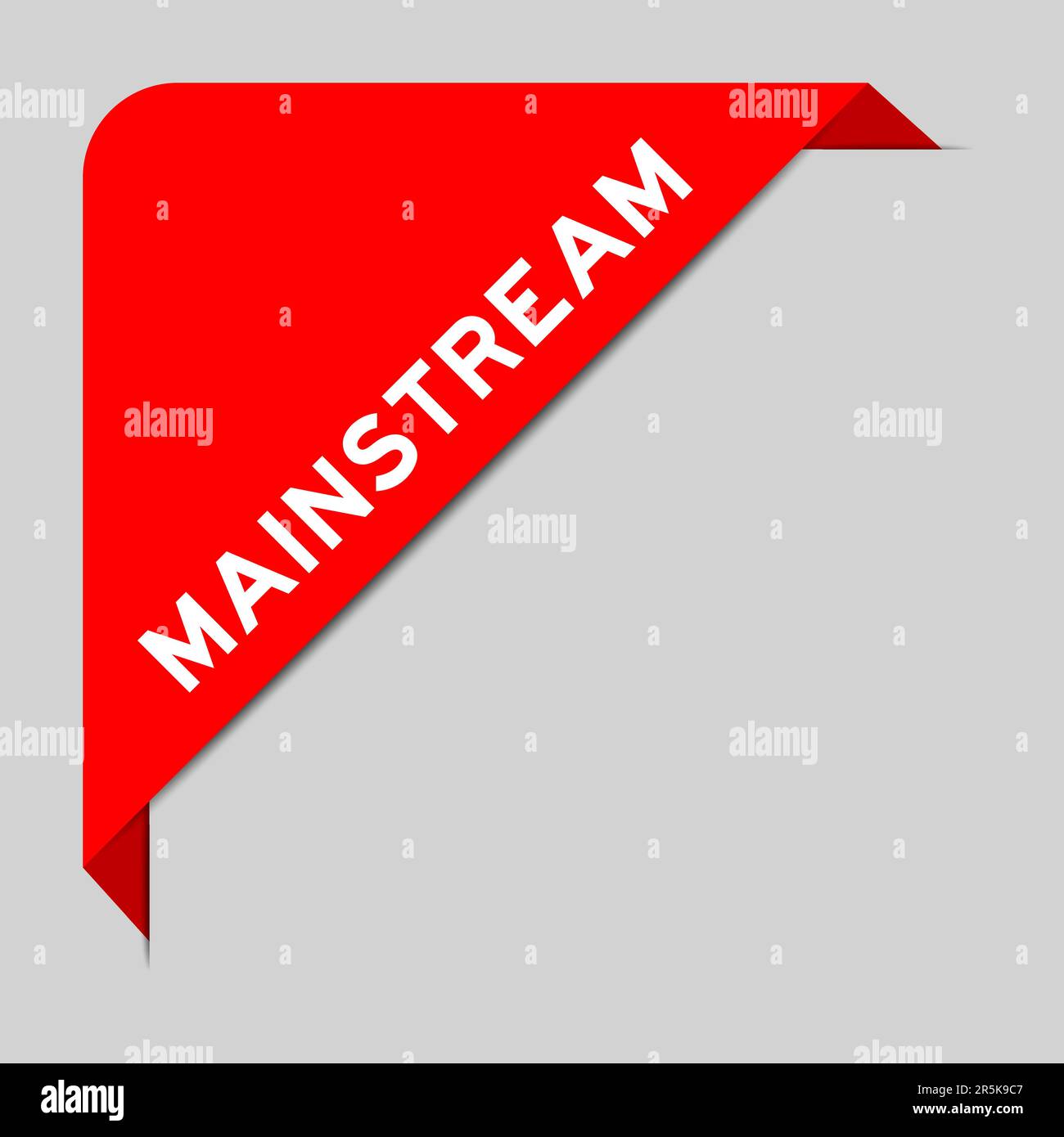 Rote Farbe des Eckbeschriftungsbanners mit dem Wort „Mainstream“ auf grauem Hintergrund Stock Vektor