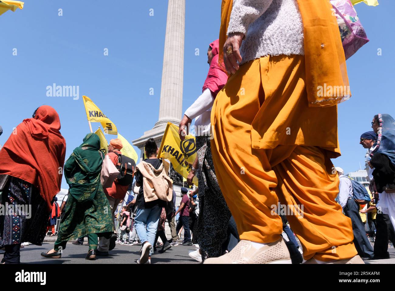 Trafalgar Square, London, Großbritannien. Am 4. Juni 2023 gedenken Sikhs am Trafalgar Square dem 1984 eröffneten Massaker am Goldenen Tempel von Amritsar. Kredit: Matthew Chattle/Alamy Live News Stockfoto