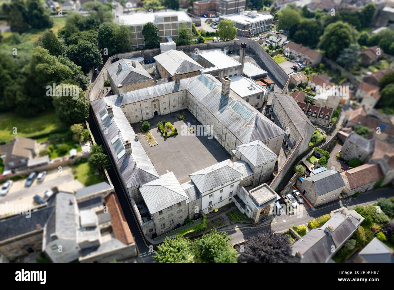 Das ehemalige viktorianische Gefängnis von Shepton Mallet. Das Gefängnis wurde 1625 eröffnet und beherbergte Kriminelle aller Ebenen sowie ein Militärgefängnis. Stockfoto