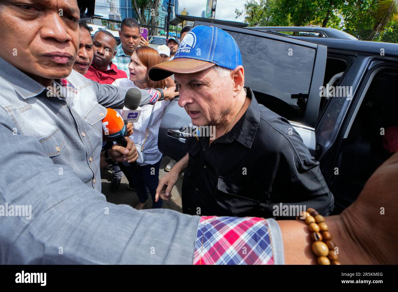 Panama´s former President Ricardo Martinelli arrives to cast his vote ...