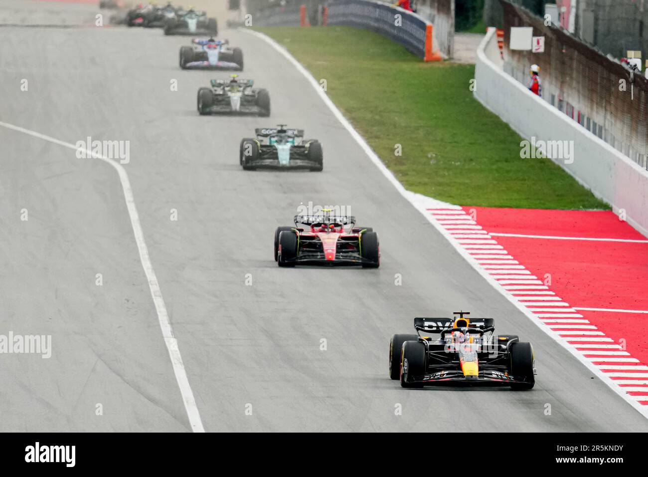 Barcelona, Spanien. 04. Juni 2023. Start des Rennens am 4. Juni 2023 auf dem Circuit de Barcelona-Catalunya beim Grand Prix F1 von Spanien in Barcelona. (Foto: Bagu Blanco/PRESSIN) Kredit: PRESSINPHOTO SPORTS AGENCY/Alamy Live News Stockfoto