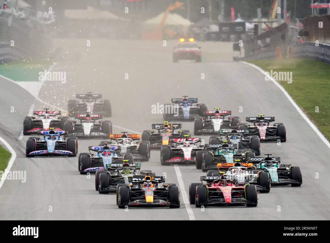 Barcelona, Spanien. 04. Juni 2023. Start des Rennens am 4. Juni 2023 auf dem Circuit de Barcelona-Catalunya beim Grand Prix F1 von Spanien in Barcelona. (Foto: Bagu Blanco/PRESSIN) Kredit: PRESSINPHOTO SPORTS AGENCY/Alamy Live News Stockfoto