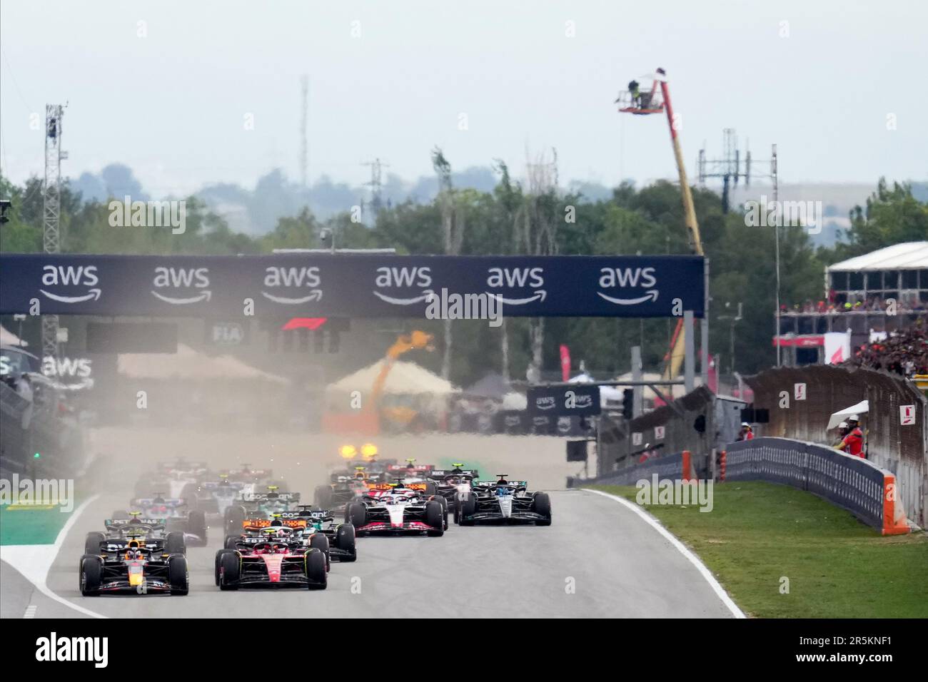 Barcelona, Spanien. 04. Juni 2023. Start des Rennens am 4. Juni 2023 auf dem Circuit de Barcelona-Catalunya beim Grand Prix F1 von Spanien in Barcelona. (Foto: Bagu Blanco/PRESSIN) Kredit: PRESSINPHOTO SPORTS AGENCY/Alamy Live News Stockfoto