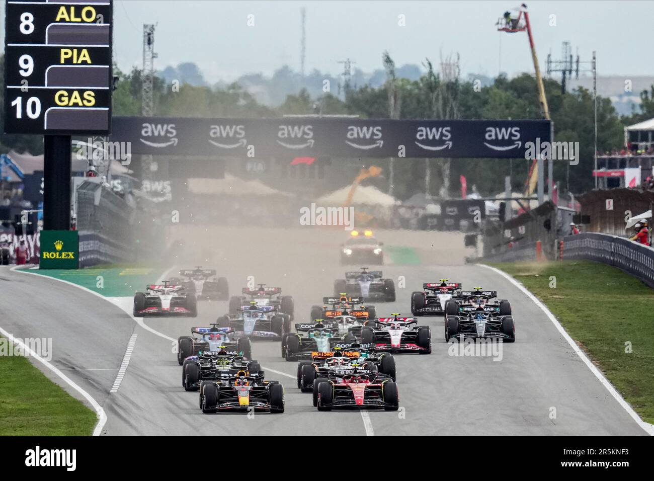 Barcelona, Spanien. 04. Juni 2023. Start des Rennens am 4. Juni 2023 auf dem Circuit de Barcelona-Catalunya beim Grand Prix F1 von Spanien in Barcelona. (Foto: Bagu Blanco/PRESSIN) Kredit: PRESSINPHOTO SPORTS AGENCY/Alamy Live News Stockfoto