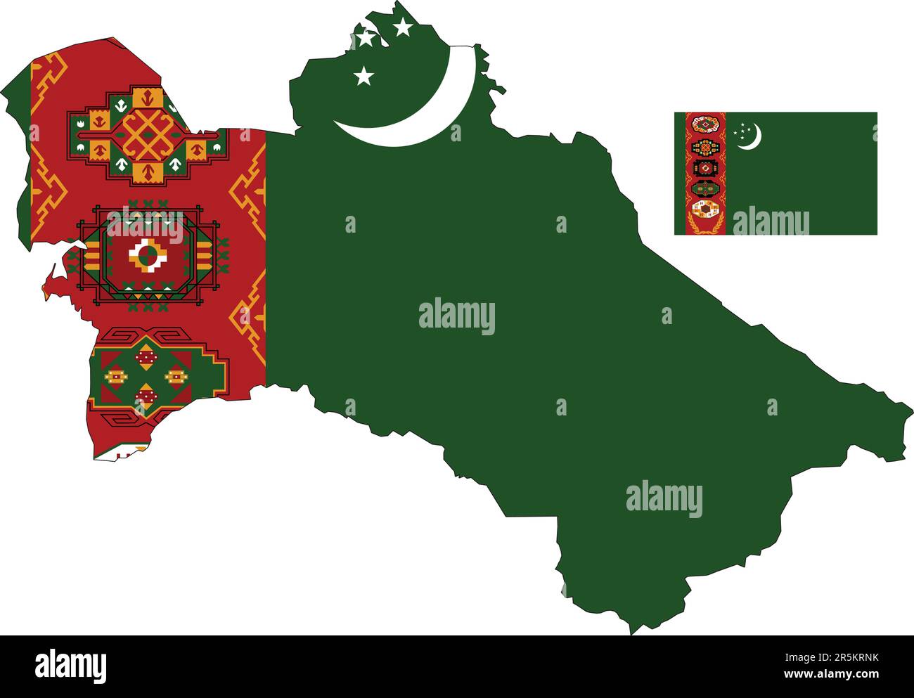 Karte und Flagge Turkmenistans Stock Vektor