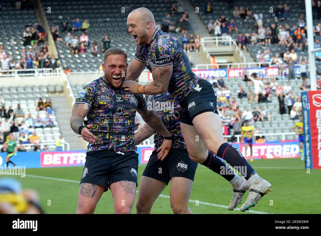 Newcastle, Großbritannien. 4. Juni 2023. Betfred Super League Rugby, Magic Weekend, St James Park, Newcastle, Sonntag, 4. Juni 2023, Hull FC gewinnt Warrington Wolves, Ergebnis 30 zu 18, UK Guthaben: Robert Chambers/Alamy Live News Stockfoto