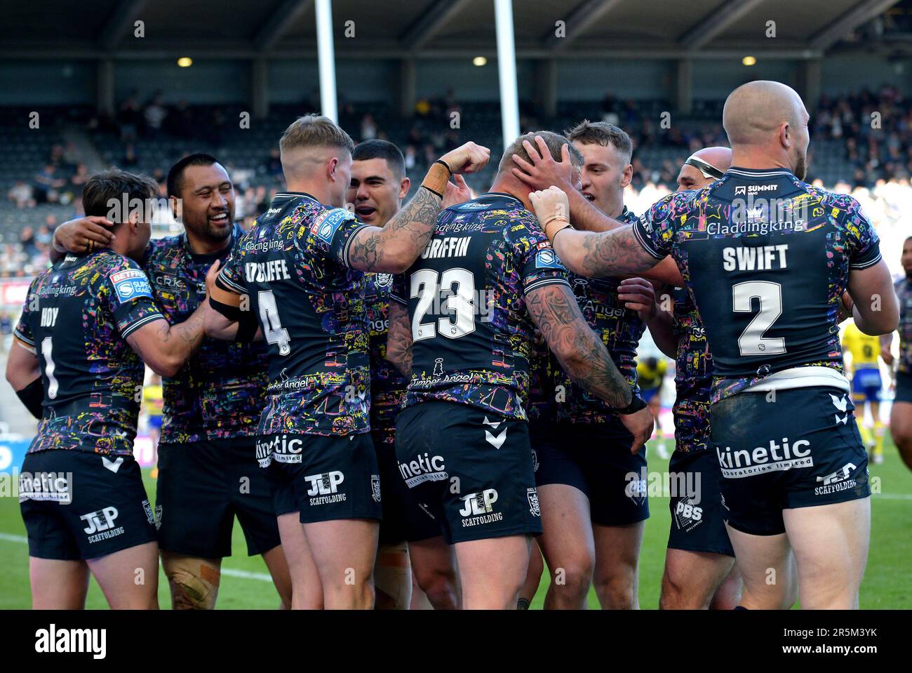 Newcastle, Großbritannien. 4. Juni 2023. Betfred Super League Rugby, Magic Weekend, St James Park, Newcastle, Sonntag, 4. Juni 2023, Hull FC gewinnt Warrington Wolves, Ergebnis 30 zu 18, UK Guthaben: Robert Chambers/Alamy Live News Stockfoto