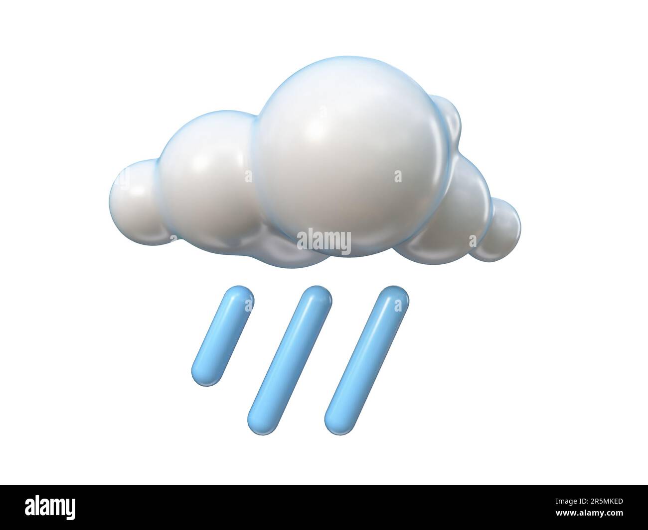 Wettersymbol Wolke mit starkem Regen 3D-Darstellung isoliert auf weißem Hintergrund Stockfoto