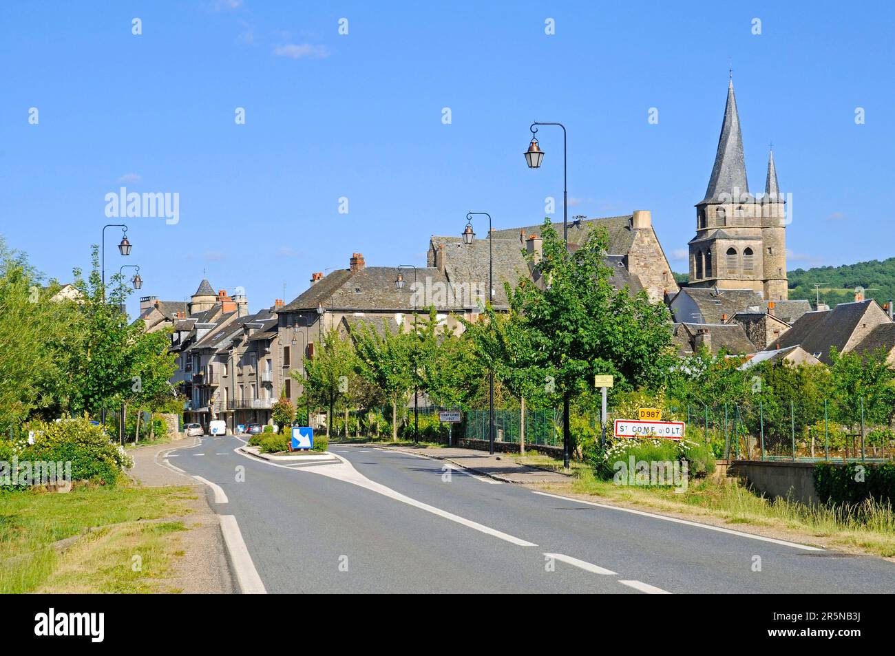 Saint-come Parish Church, Saint-come-d'Olt, Aveyron Department, Midi-Pyrenees, Frankreich, GR 65 Fernstrecke Stockfoto