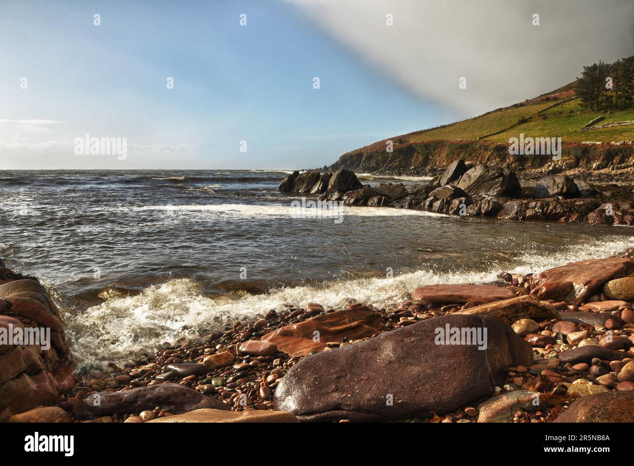 Mündung des Anascaul River, Owenascaul, Anascaul, Dingle Bay, Dingle Peninsula, County Kerry, Irland Stockfoto