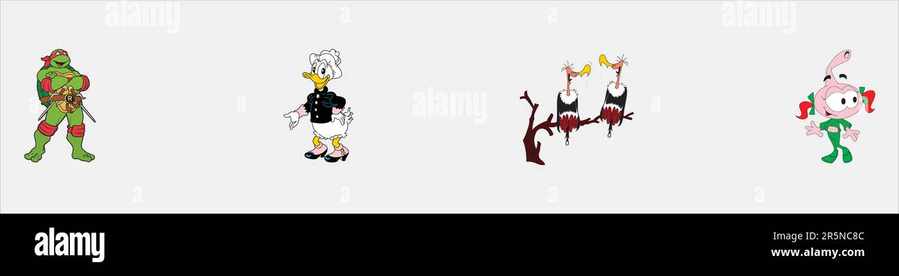 Snorks Kitty Logo, Grandma Duck Logo, Vultures Lucky Luke Logo, Raphael ...