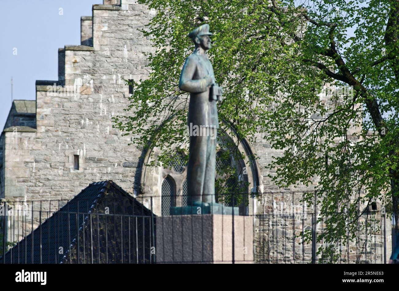 Statue, Festung Bergenhus, Bergen, Provinz Hordaland, Norwegen Stockfoto