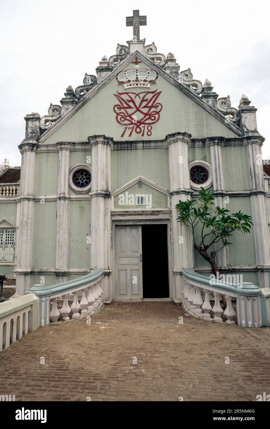 Neue Jerusalem-Kirche, erbaut 1718 in Tranquebar Tharangambadi, Tamil Nadu, Südindien, Indien, Asien Stockfoto