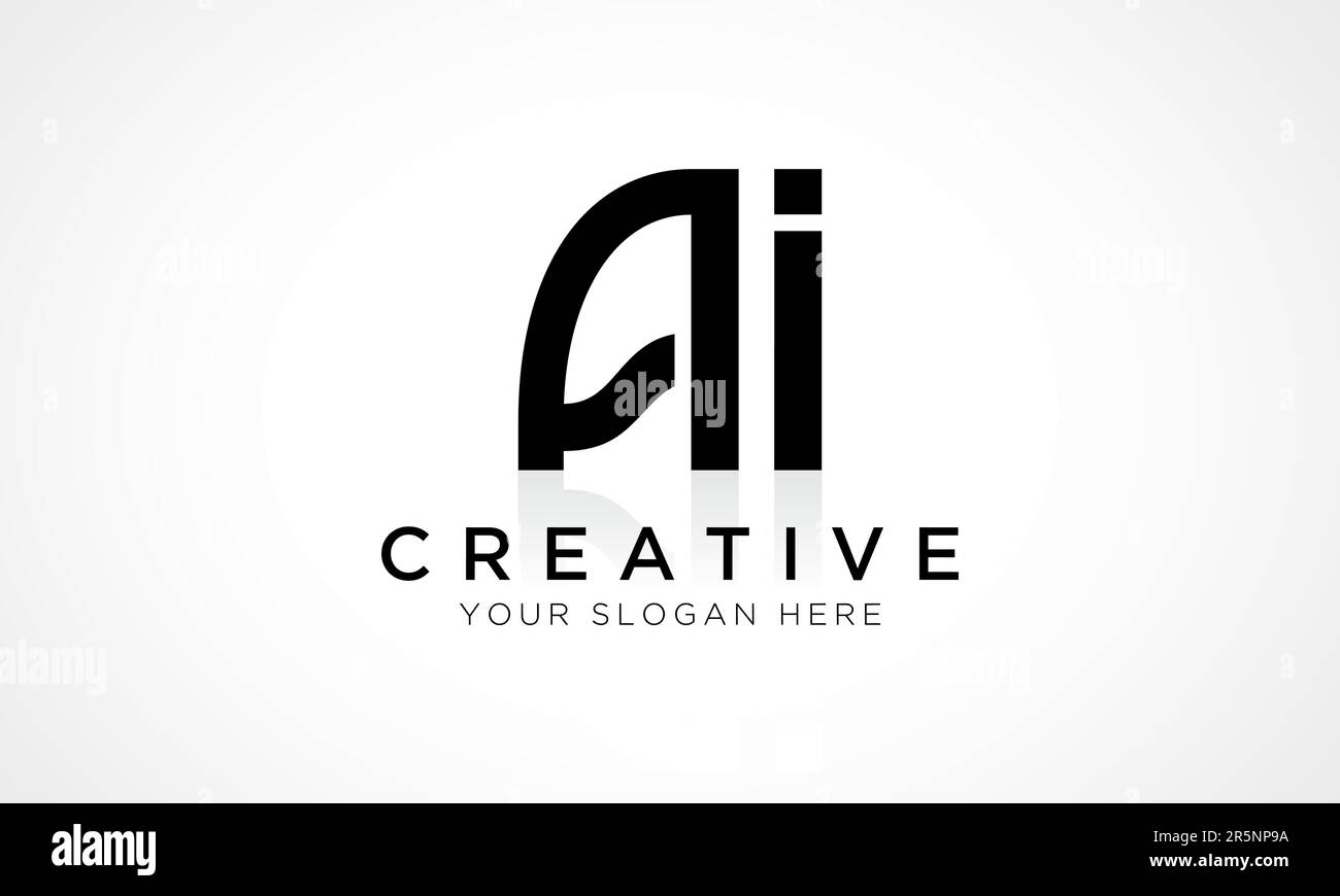 Vorlage für das Design des AI Letter-Logos. AI-Logo-Design mit Buchstabenanfang und glänzender Reflexion – Geschäftsabbildung. Stock Vektor
