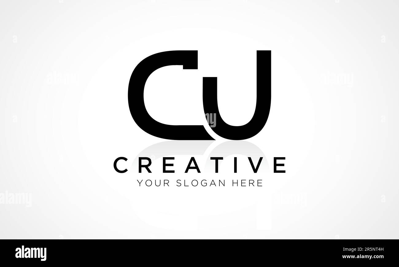 DESIGN-Vektorvorlage FÜR CU-Letter-Logos. Buchstabe „CU Logo“-Design mit glänzender Reflexion – Geschäftsabbildung. Stock Vektor