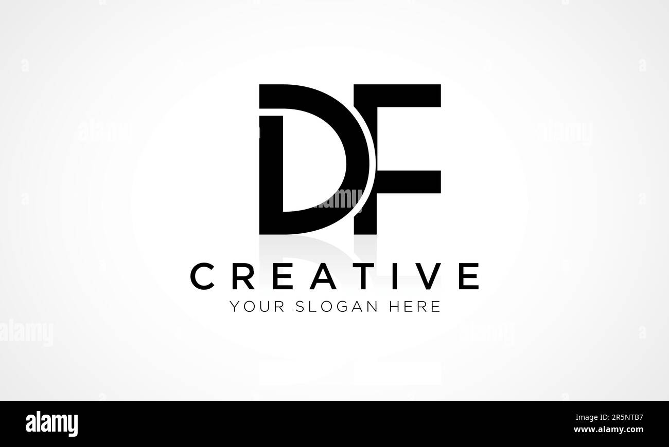 DF Letter Logo Design Vector Template. Buchstabenanfang DF-Logo-Design mit glänzender Reflexion – Geschäftsabbildung. Stock Vektor