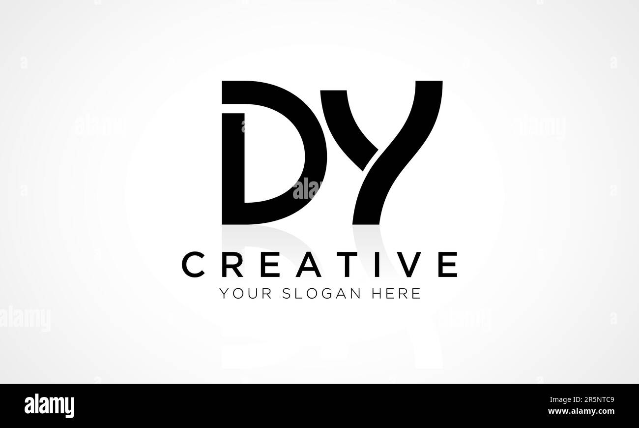 DY Letter Logo Design Vector Template. Buchstabe Anfangsbuchstabe DY-Logo-Design mit glänzender Reflexion – Geschäftsabbildung. Stock Vektor