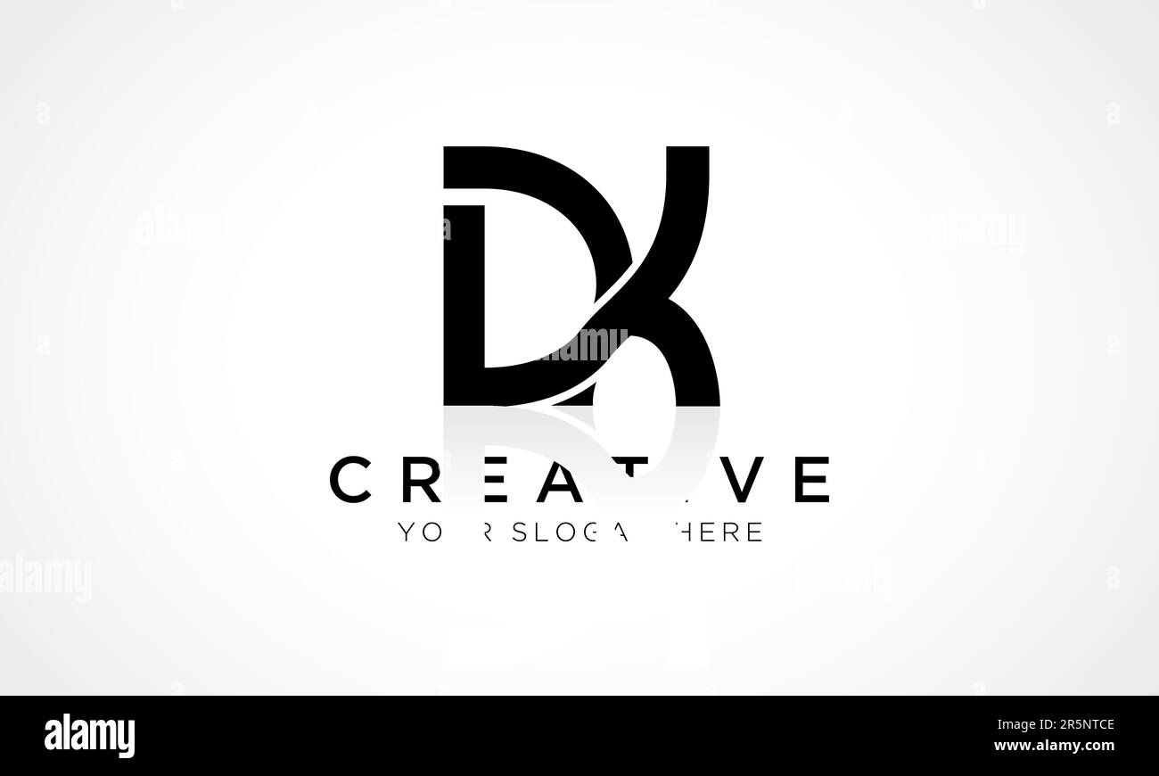 Logo-Design-Vektorvorlage für DK Letter. Alphabetischer Anfangsbuchstabe DK-Logo-Design mit glänzender Reflexion – Geschäftsabbildung. Stock Vektor