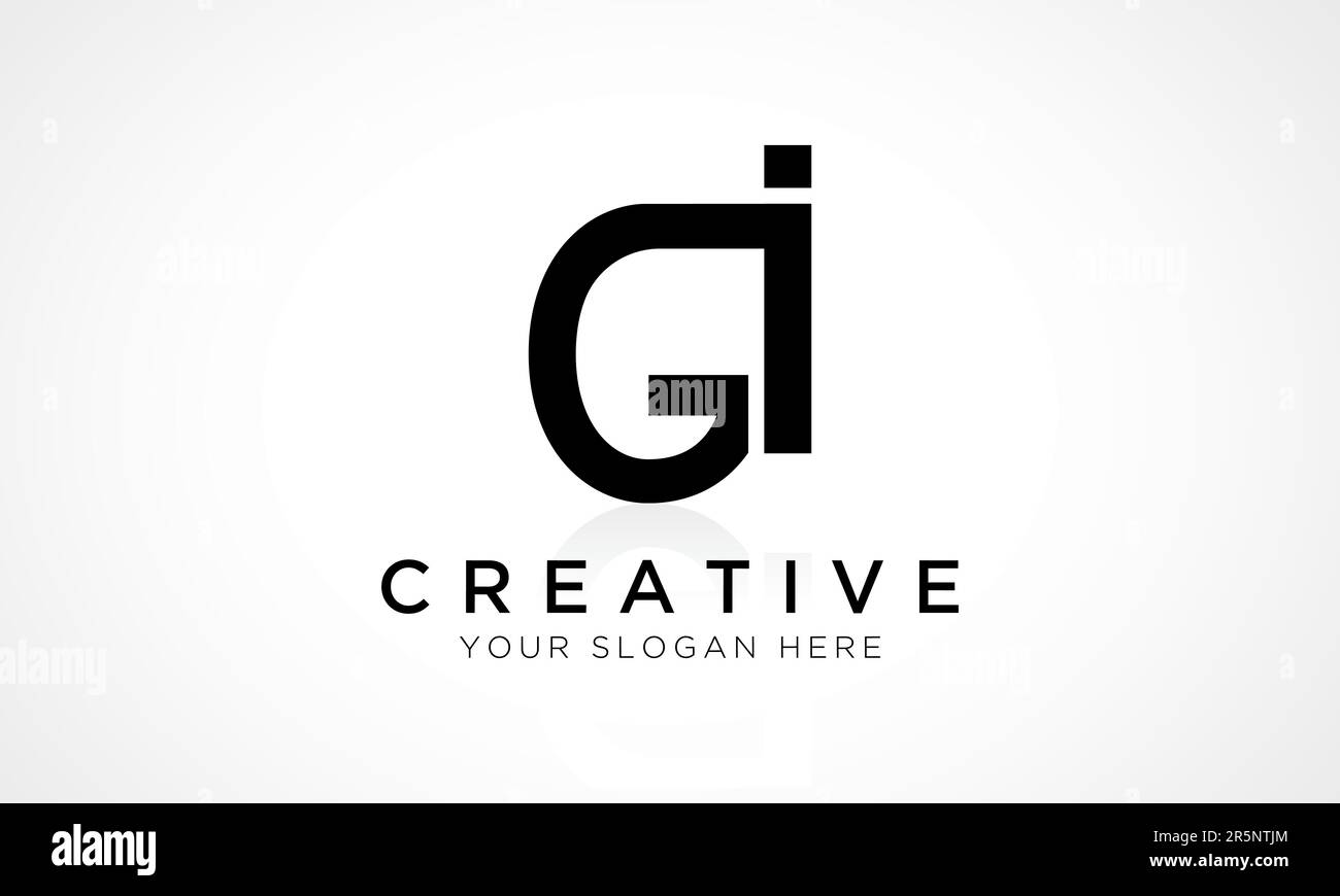 Logo-Design-Vektorvorlage für GI-Buchstaben. Buchstabe „Anfangsbuchstabe GI“-Logo-Design mit glänzender Reflexion – Geschäftsabbildung. Stock Vektor