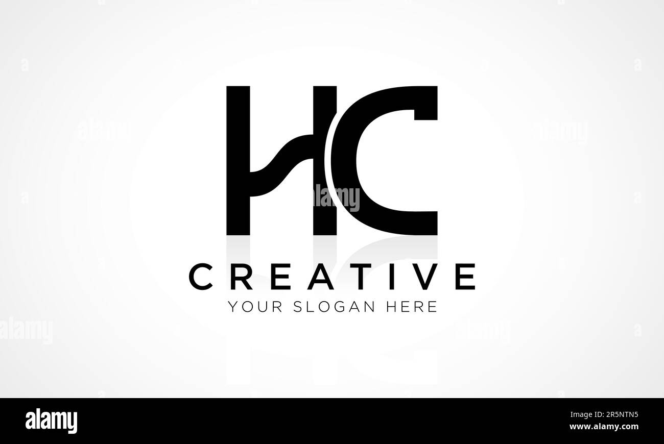 HC Letter Logo Design Vector Template Buchstabenanfänger Buchstabe HC Logo-Design mit glänzender Reflexion – Geschäftsdarstellung. Stock Vektor