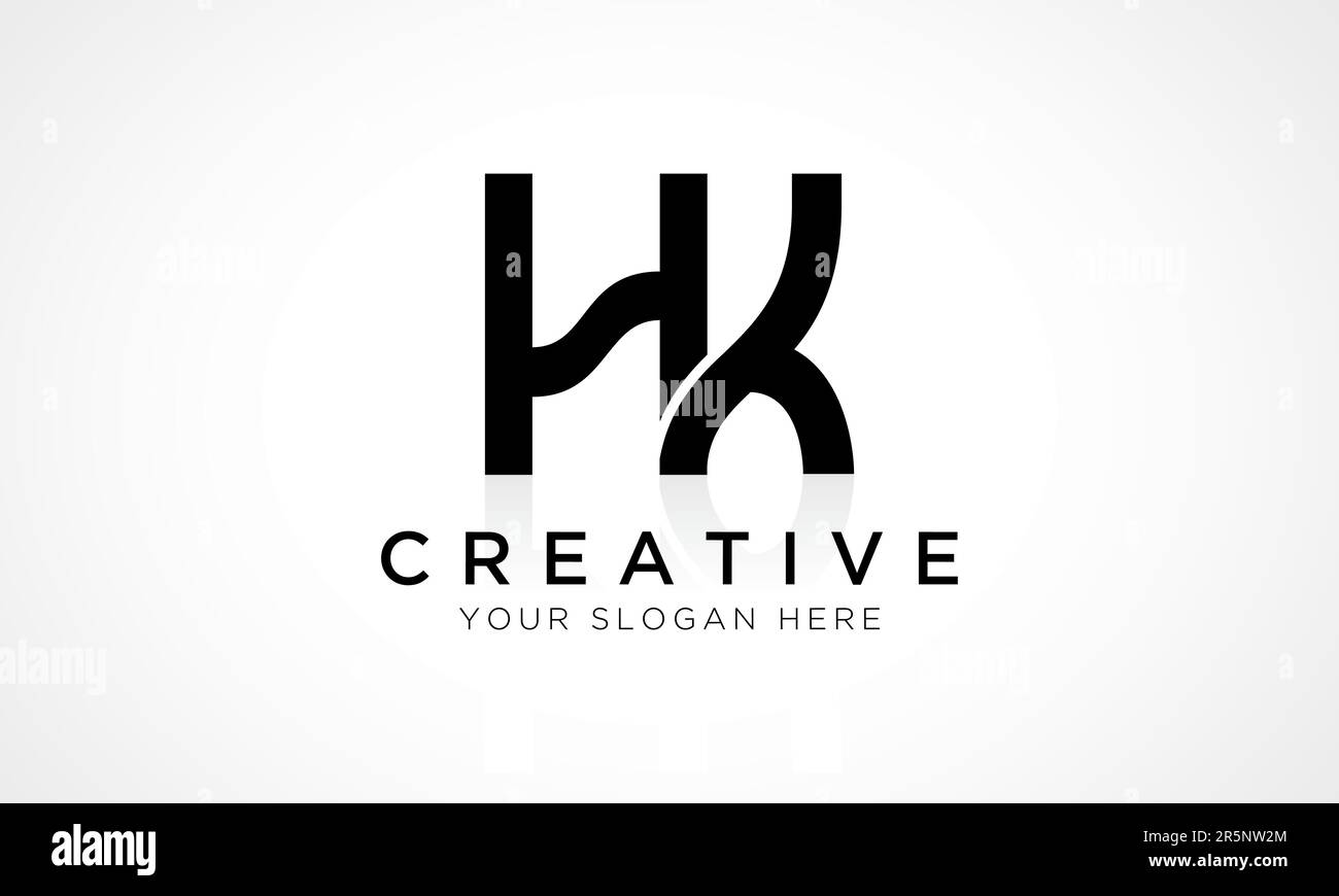 HK Letter Logo Design Vector Vorlage. Buchstabe Anfangsbuchstabe HK Logo-Design mit glänzender Reflexion Geschäftsdarstellung. Stock Vektor
