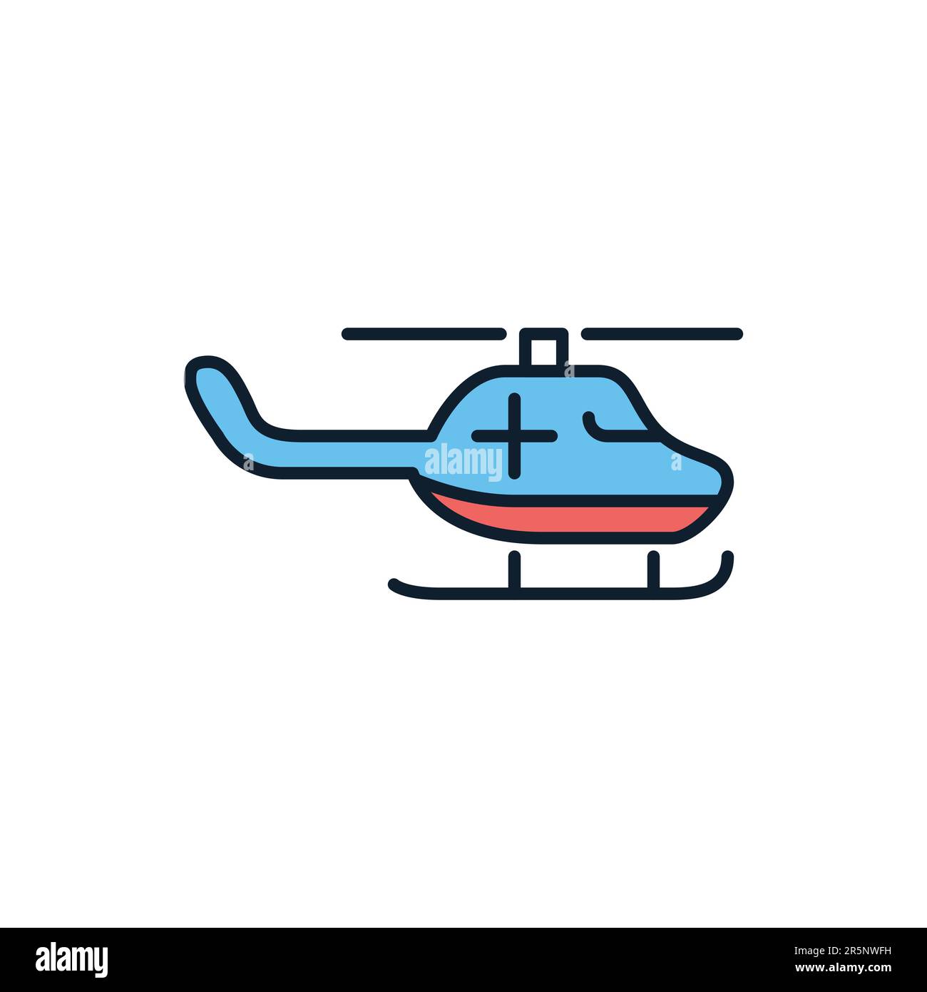Notfall-Helikopter-zugehöriges Vektorliniensymbol. Isoliert auf weißem Hintergrund. Vektordarstellung. Bearbeitbare Kontur Stock Vektor