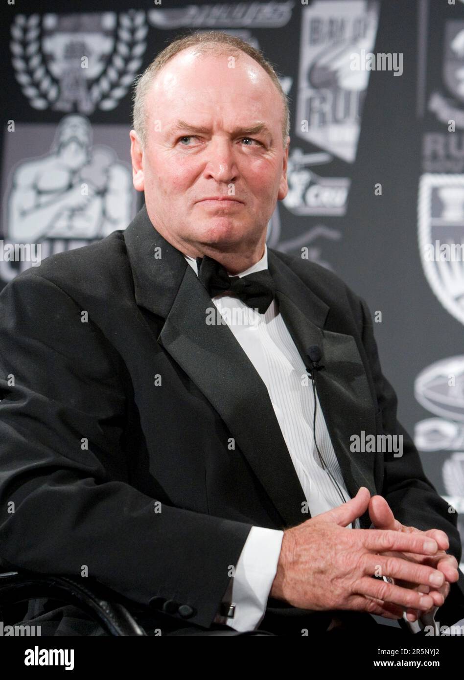 Graham Henry gewann den neuseeländischen Rugby Coach des Jahres bei den Steinlager Rugby Awards 2008, Langham Hotel, Auckland, Neuseeland, Stockfoto