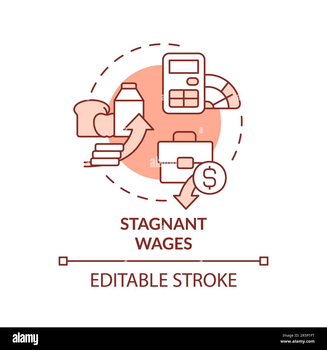 Stagnierende Löhne rotes Symbol Stock Vektor