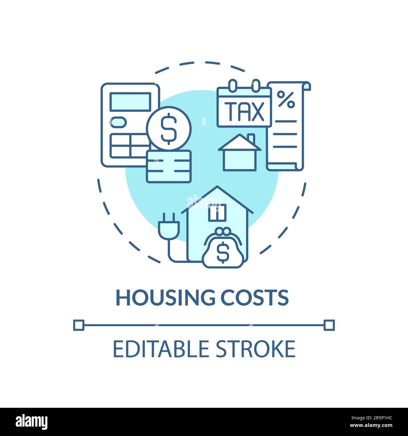 Wohnkosten türkisfarbenes Konzeptsymbol Stock Vektor