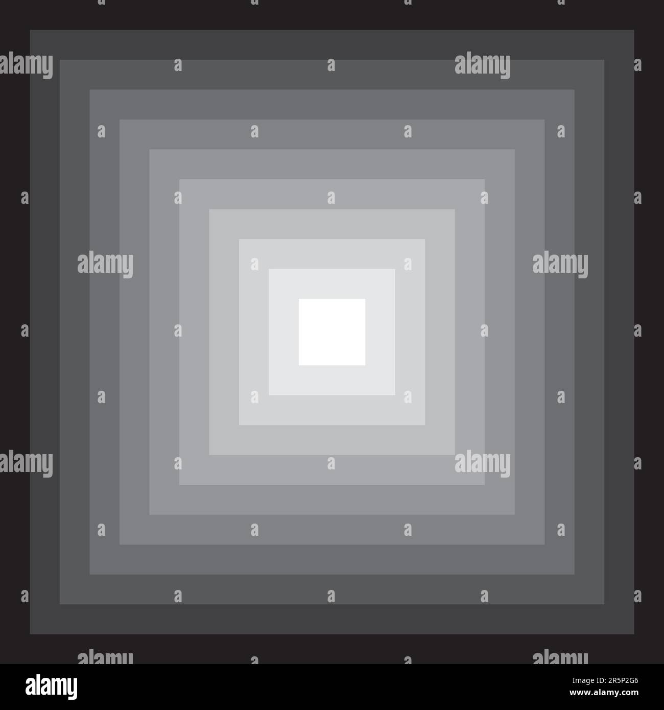 Abbildung: Farbiger abstrakter, mehrfacher quadratischer 3D-Rahmen in verlaufendem Grau Stockfoto