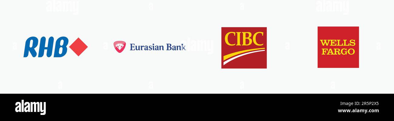 FEDERAL BANK INDIA Logo, ALTES MUTUAL Logo, MORGAN STANLEY Logo, JCB Logo, Editorial Vector Logo auf Whitepaper. Stock Vektor