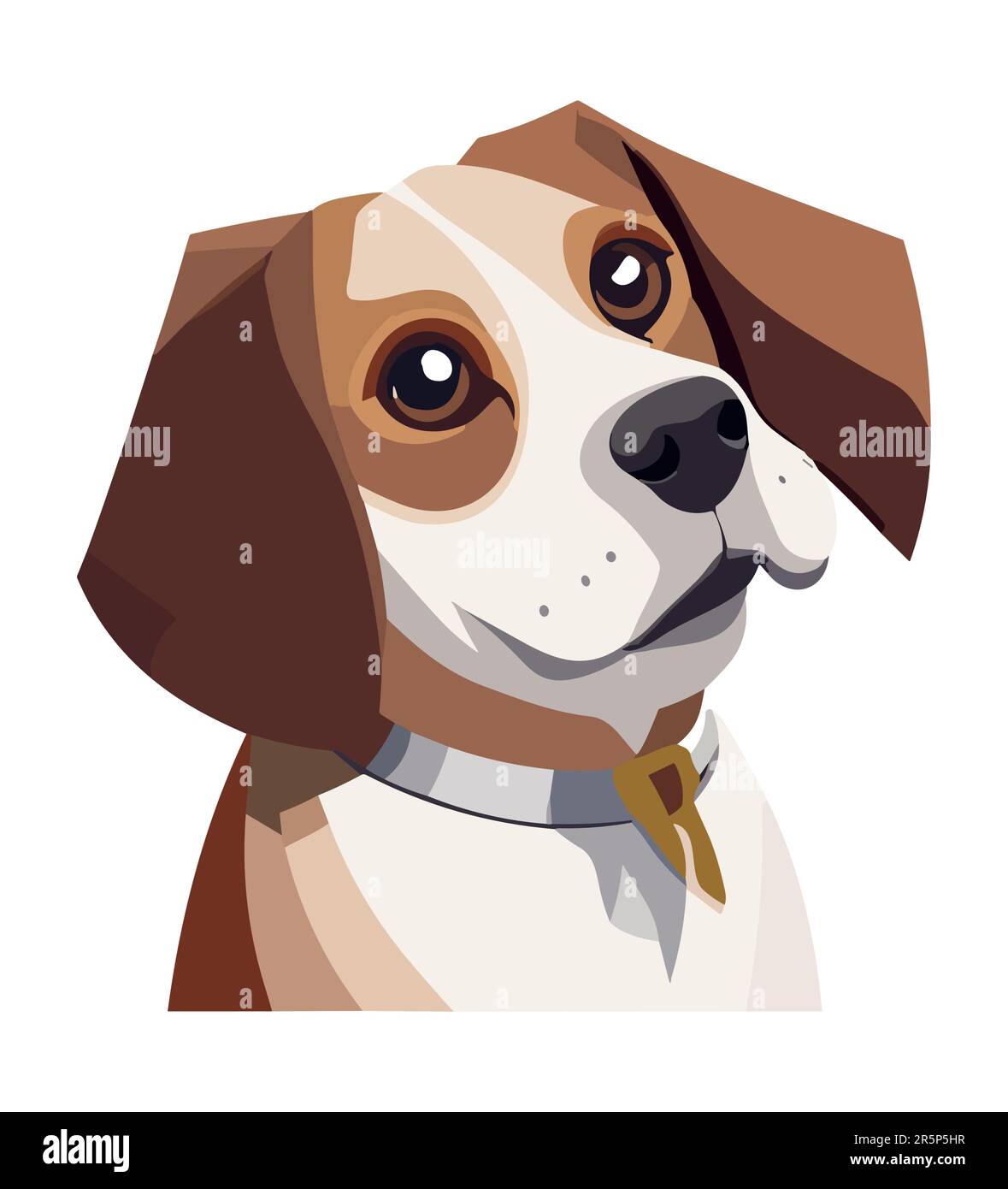 Süßer Beagle Hund Flachvektor-Illustration isoliert. Stock Vektor