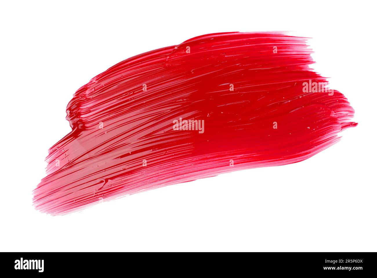 Rote Pinselstriche auf isoliertem Hintergrund, Leinwand mit Aquarell-Textur Stockfoto