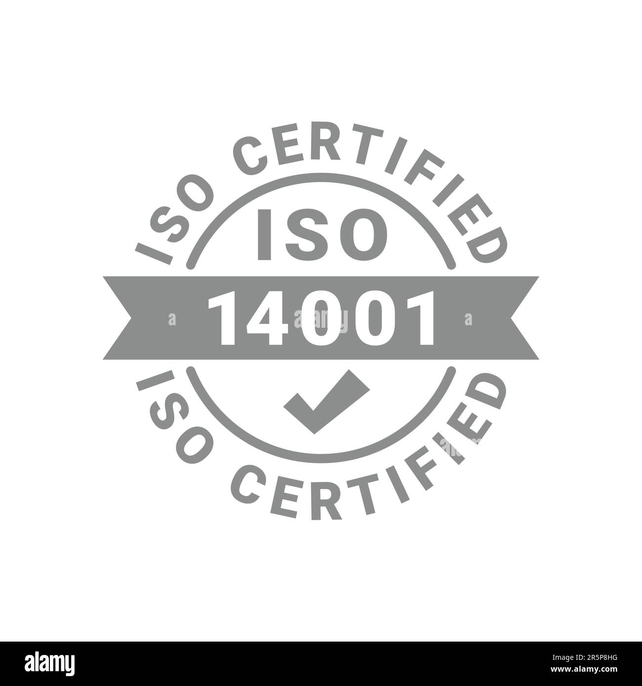 ISO-zertifiziertes Vektoretikett. Vektorsymbol für 14001-Zertifikatskennzeichen. Stock Vektor