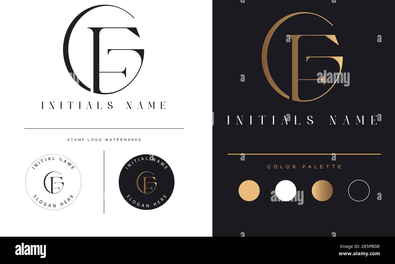 Luxus GF oder FG Erstmaliges Monogramm Text Letter Logo-Design Stock Vektor