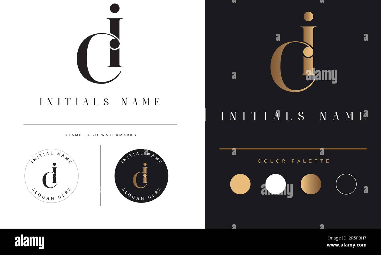 Luxury CI oder IC – ursprüngliches Monogramm Text Letter Logo-Design Stock Vektor