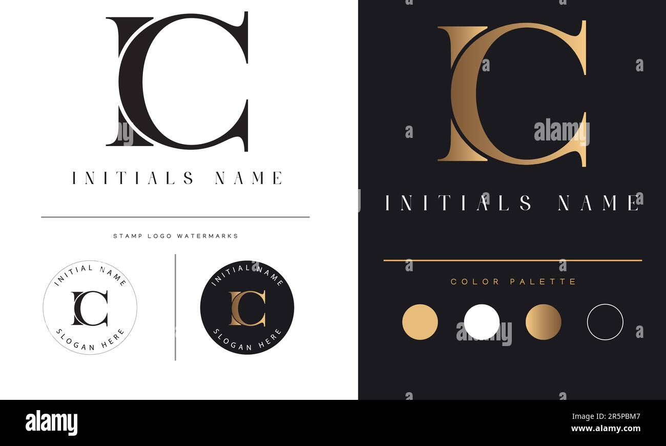 Luxury CI oder IC – ursprüngliches Monogramm Text Letter Logo-Design Stock Vektor