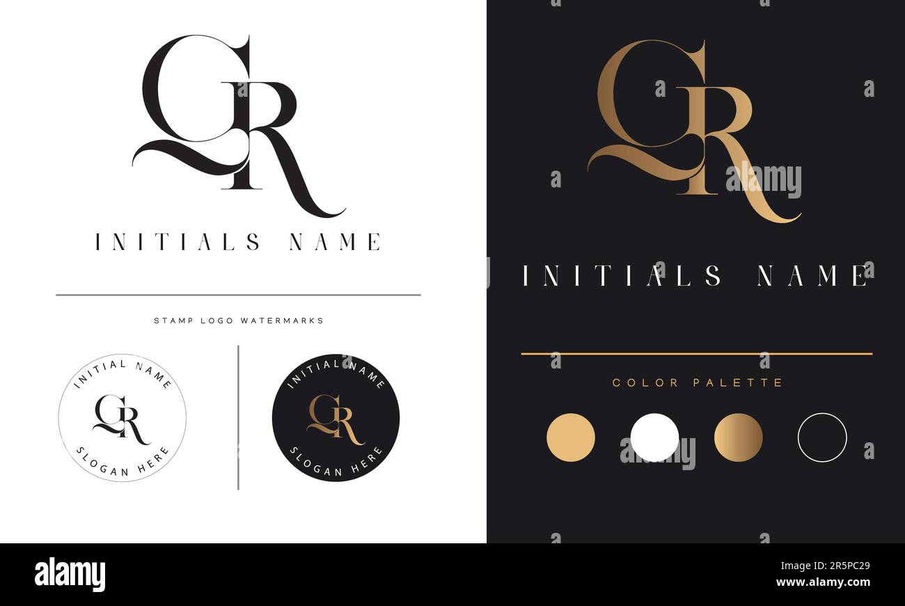 Luxus GR oder RG Anfangsformat Monogramm Text Letter Logo-Design Stock Vektor