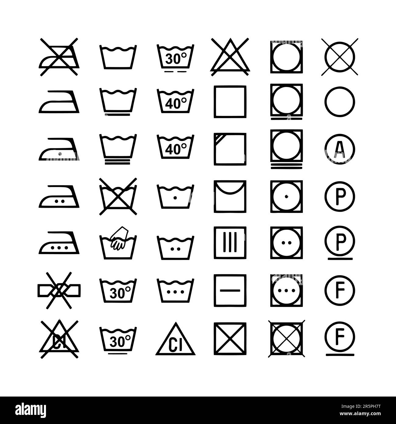 Wäscheservice Vector Icons Set, komplette Kollektion Stock Vektor