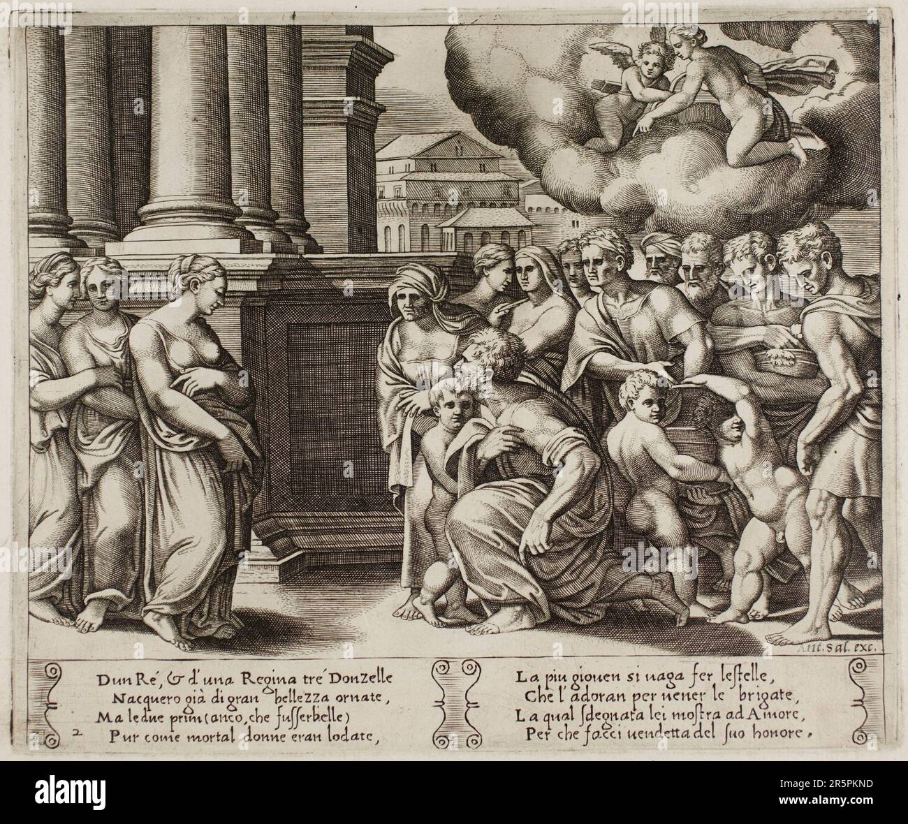 The People Rendering göttliche Auszeichnungen an die Psyche Datum: 1530/40 Künstler: Meister der Würfel (Italienisch, aktiv c. 1530-1560) nach Michiel Coxcie I (Flämisch, 1 Stockfoto
